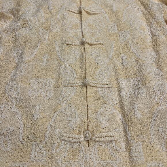 French Rags Buttercream Yellow Asian Inspired Pointelle Sweater Twinset Size M - Picture 7 of 16